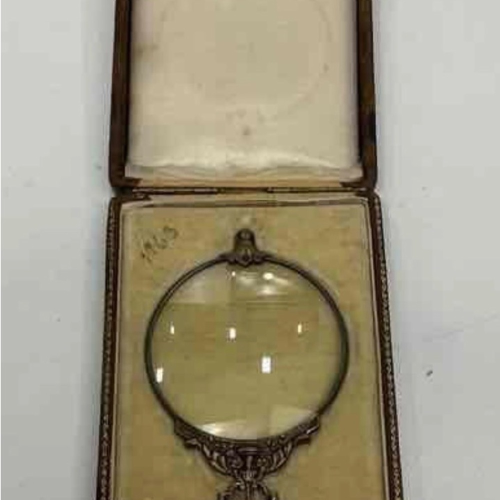 Antique Victorian French 9.25 Sterling Silver Magnifying Glass Quiz Magnifier